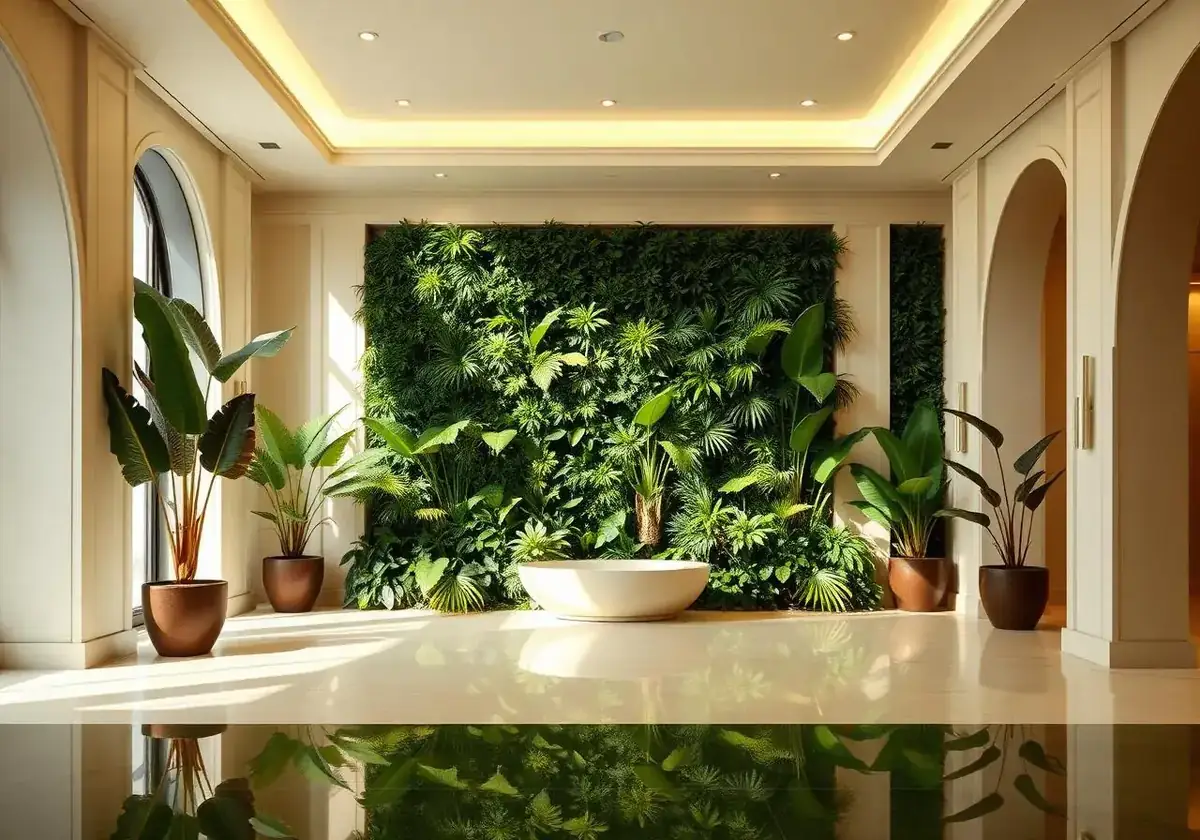 Artificial plants and greenery installation in Dubai interiors by INFRAMEX Projects