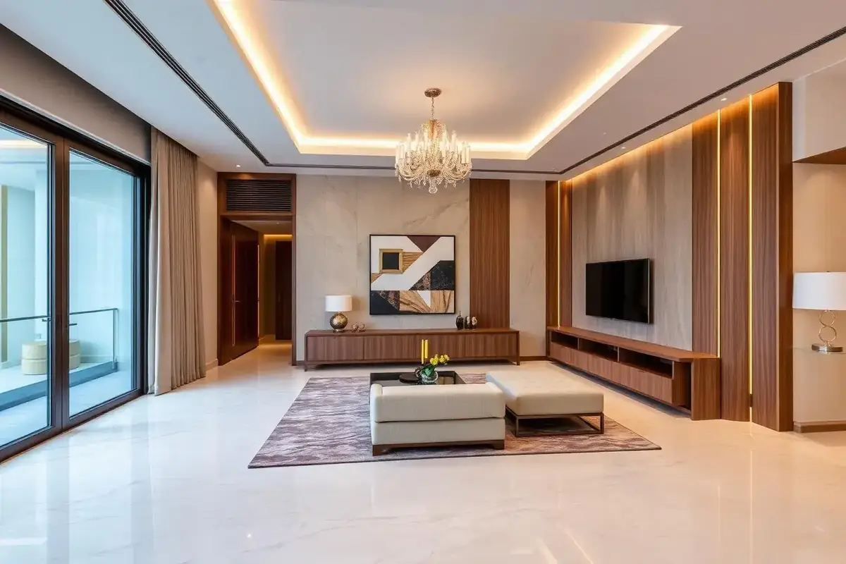 Luxury interior fit-out of a Dubai villa living room by INFRAMEX Projects