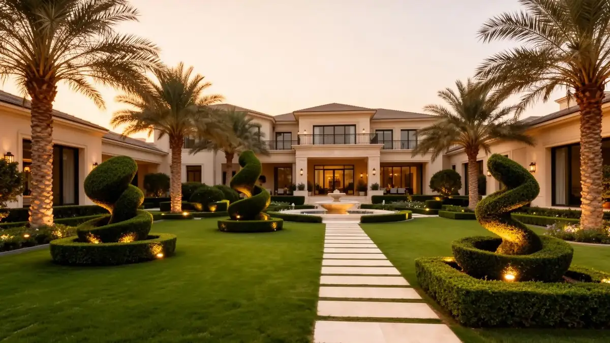 Premium landscaping works at a Dubai villa garden — INFRAMEX Projects