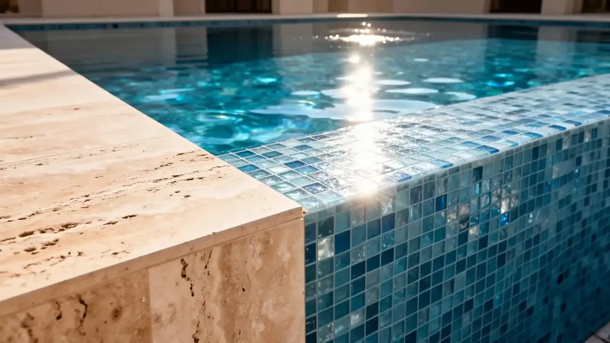 Luxury swimming pool construction at a Dubai villa by INFRAMEX Projects