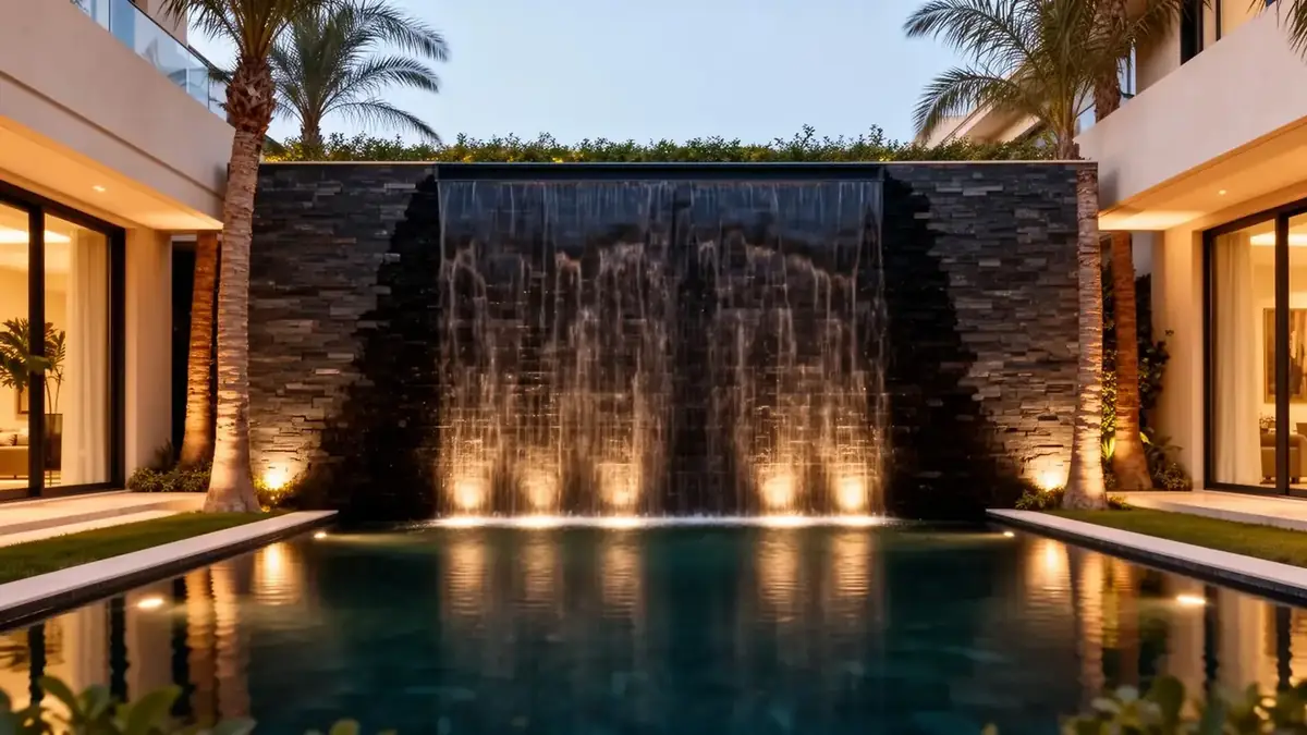 Custom water feature and fountain installation in Dubai by INFRAMEX Projects